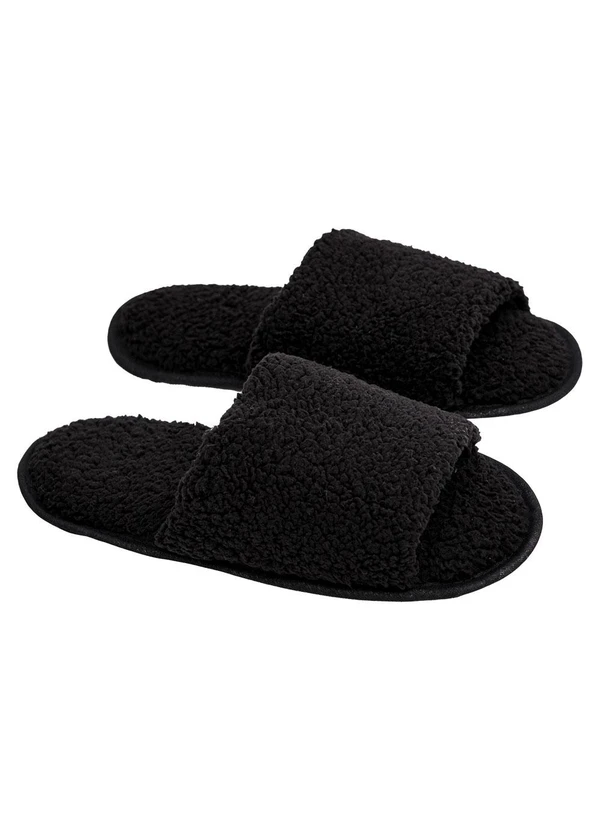 Perfecta - Chinelo Pantufa Preto Modelo Slide