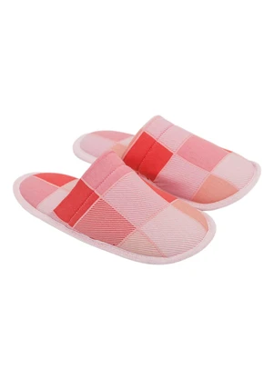 Perfecta - Chinelo Pantufa Quadriculado em Tecido Estampado - PERFECTA