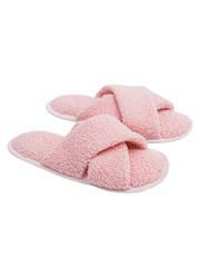 Chinelo Pantufa Rosa com Tiras Transpassadas