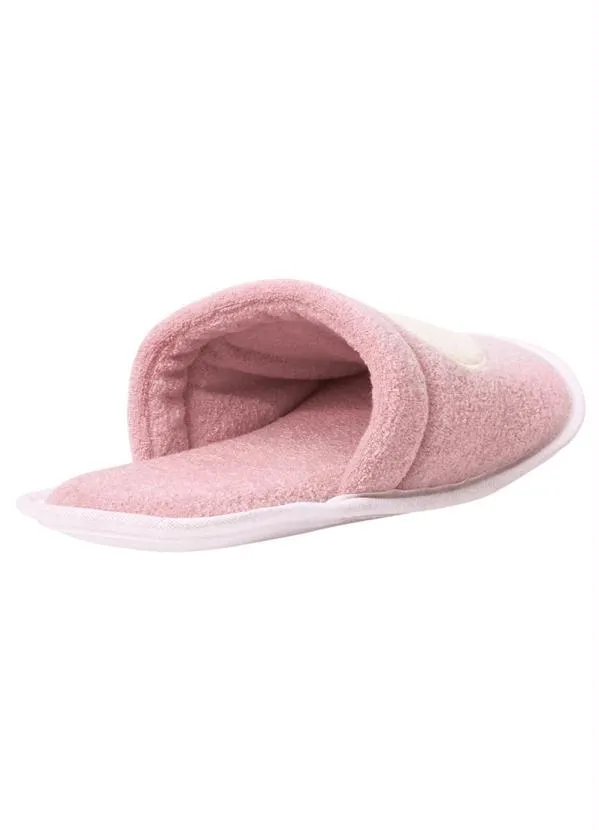 Perfecta - Chinelo Pantufa Rosa em Tecido Atoalhado 2