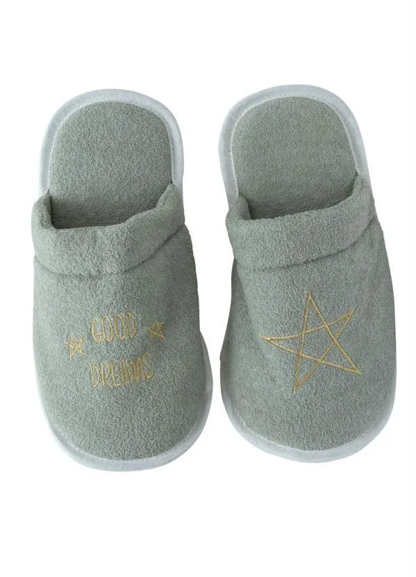 Perfecta - Chinelo Pantufa Verde em Atoalhado com Bordado 5