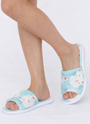 Piante Pijamas - Pantufa Feminina Gatinhos Verde - PIANTE PIJAMAS