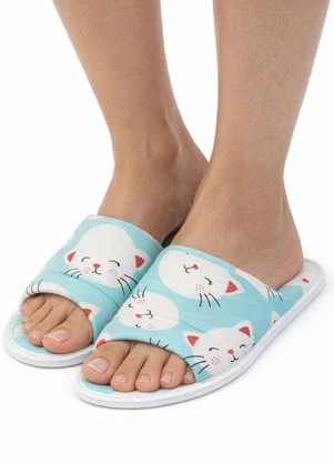 Piante Pijamas - Pantufa Feminina Gatinhos Verde - PIANTE PIJAMAS