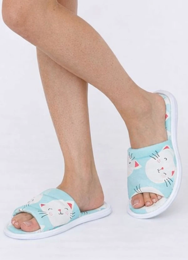 Piante Pijamas - Pantufa Feminina Gatinhos Verde