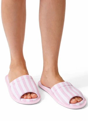 Piante Pijamas - Pantufa Feminina Listrado Rosa - PIANTE PIJAMAS