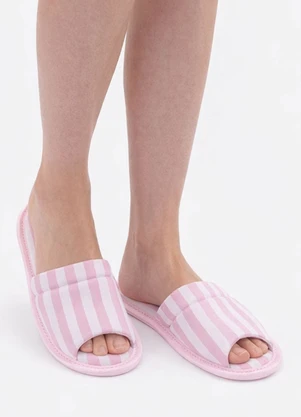 Piante Pijamas - Pantufa Feminina Listrado Rosa - PIANTE PIJAMAS