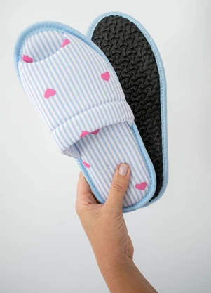 Piante Pijamas - Pantufa Feminina Listras Azul - PIANTE PIJAMAS