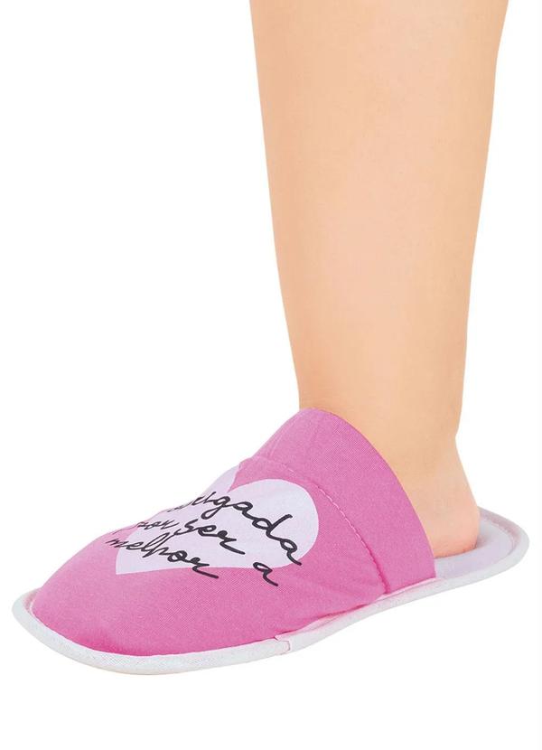 Outlet - Pantufa Rosa com Estampa 4