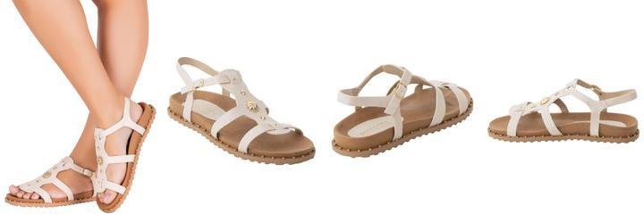 Sandlia Papete Off White com Adereos Dourados