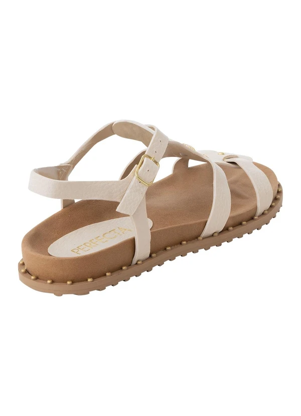 Perfecta - Sandália Papete Off White com Adereços Dourados 3