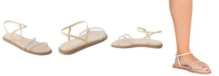 Sandlia Papete Off White com Detalhe em Strass