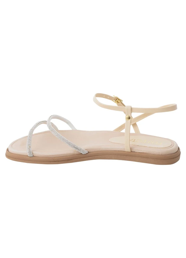 Perfecta - Sandália Papete Off White com Detalhe em Strass 3