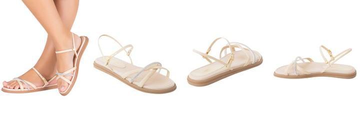 Sandlia Papete Off White em Sinttico e Strass