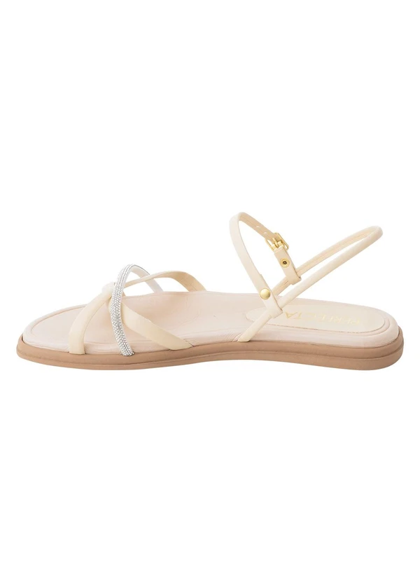Perfecta - Sandália Papete Off White em Sintético e Strass 4