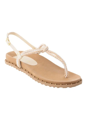 Perfecta - Sandália Papete Off White em Tecido - PERFECTA