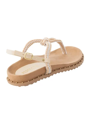 Perfecta - Sandália Papete Off White em Tecido - PERFECTA