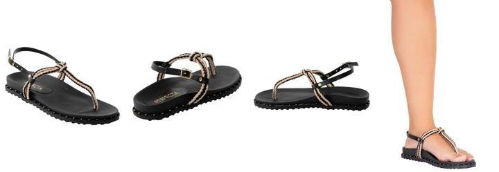 Sandlia Papete Preta em Tecido