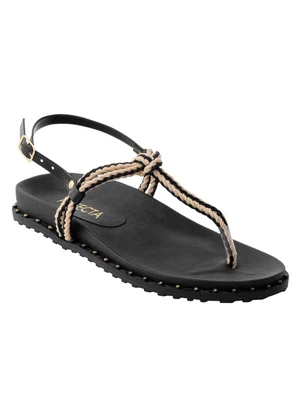 Perfecta - Sandália Papete Preta em Tecido - PERFECTA