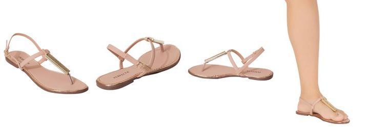 Rasteira Bege com Adereo Dourado