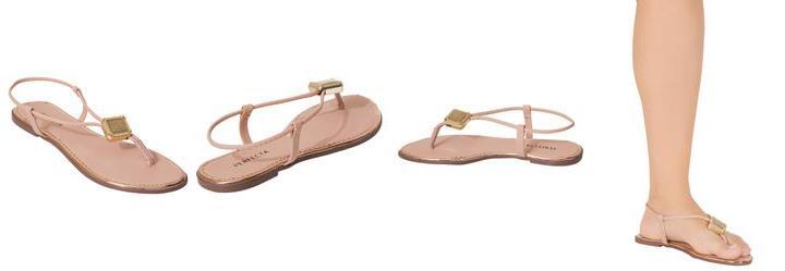 Rasteira Bege com Adereo Dourado