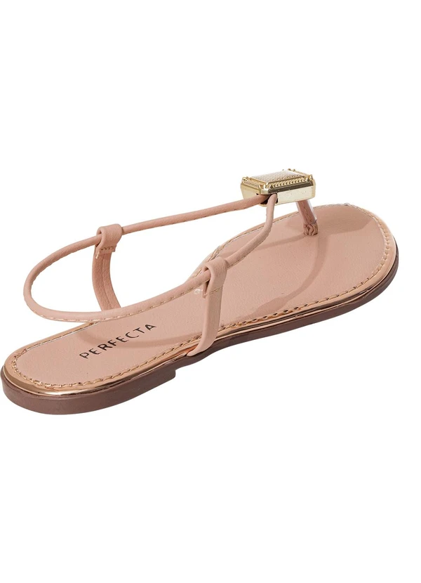 Perfecta - Rasteira Bege com Adereço Dourado 2