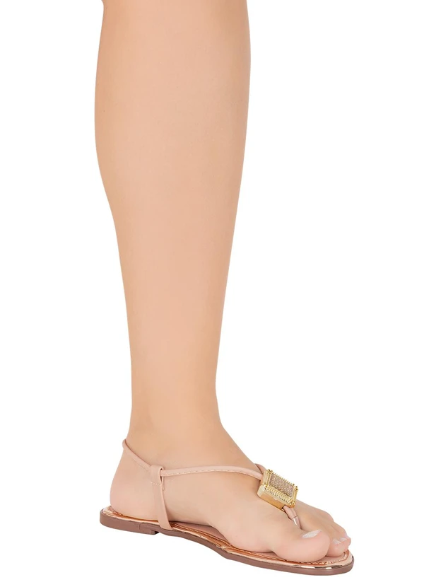 Perfecta - Rasteira Bege com Adereço Dourado 4