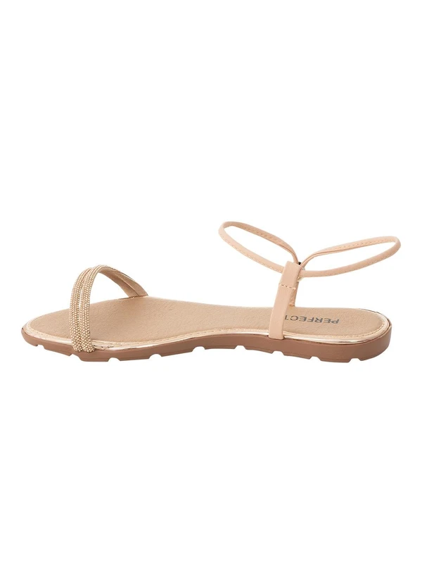 Perfecta - Rasteira Bege em Sintético com Strass 3