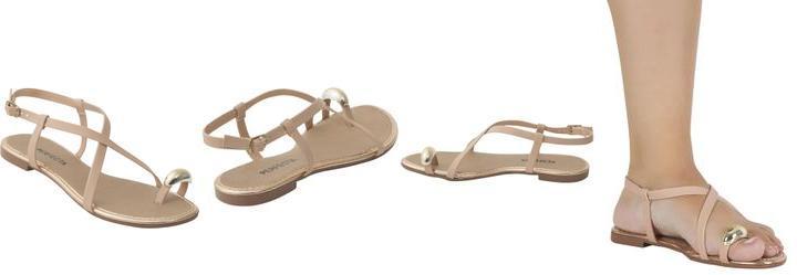 Rasteira Bege em Sinttico