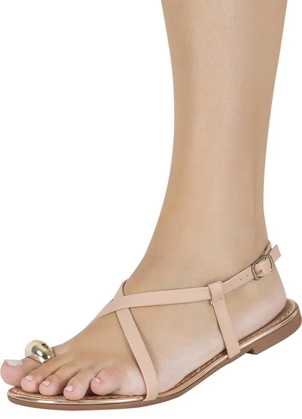 Perfecta - Rasteira Bege em Sintético 5