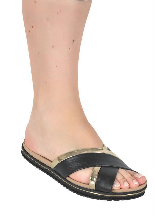 Beira Rio - Rasteira Beira Rio Preto em Sintético 4