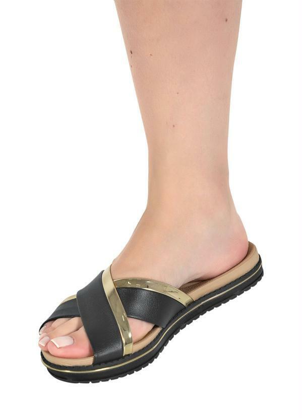 Beira Rio - Rasteira Beira Rio Preto em Sintético 5