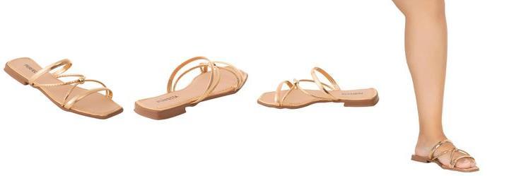 Rasteira Casual Cobre em Sinttico Metalizado