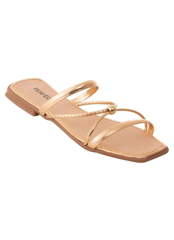 Perfecta - Rasteira Casual Cobre em Sintético Metalizado