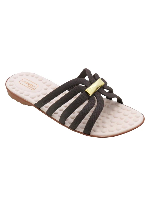 Perfecta - Rasteira Chocolate com Palmilha Confort