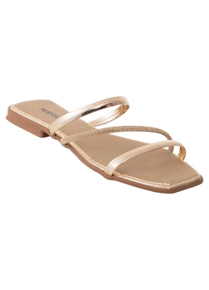 Perfecta - Rasteira Cobre com Strass - PERFECTA