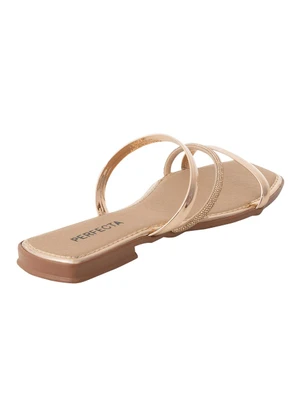 Perfecta - Rasteira Cobre com Strass - PERFECTA