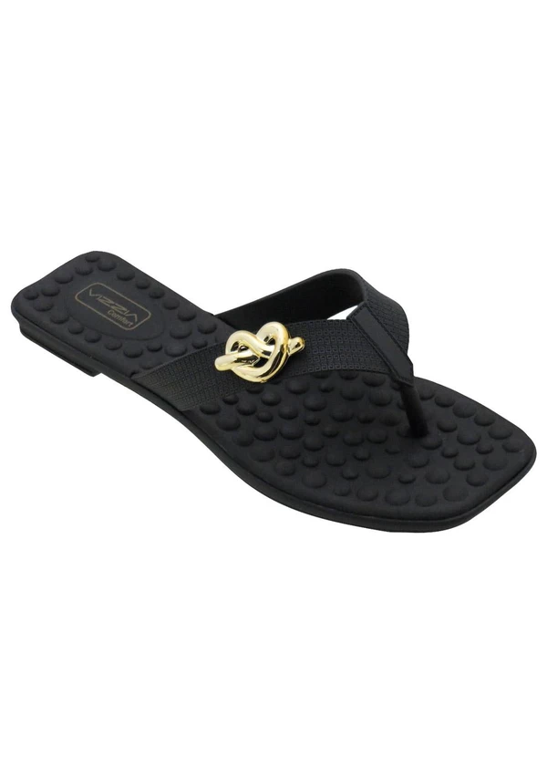 Perfecta - Rasteira com Palmilha Confort Preta