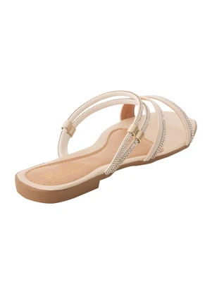Perfecta - Rasteira Off White com Detalhe de Strass - PERFECTA