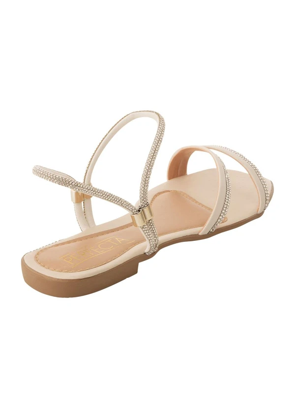 Perfecta - Rasteira Off White com Detalhe de Strass 5