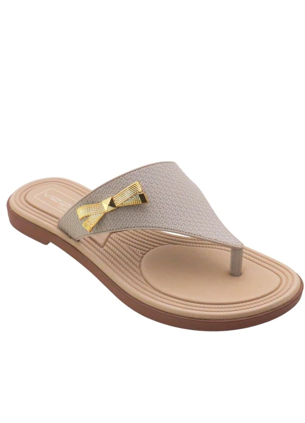 Perfecta - Rasteira Palha com Adereço Dourado