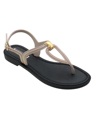 Perfecta - Rasteira Palha com Adereço Dourado - PERFECTA