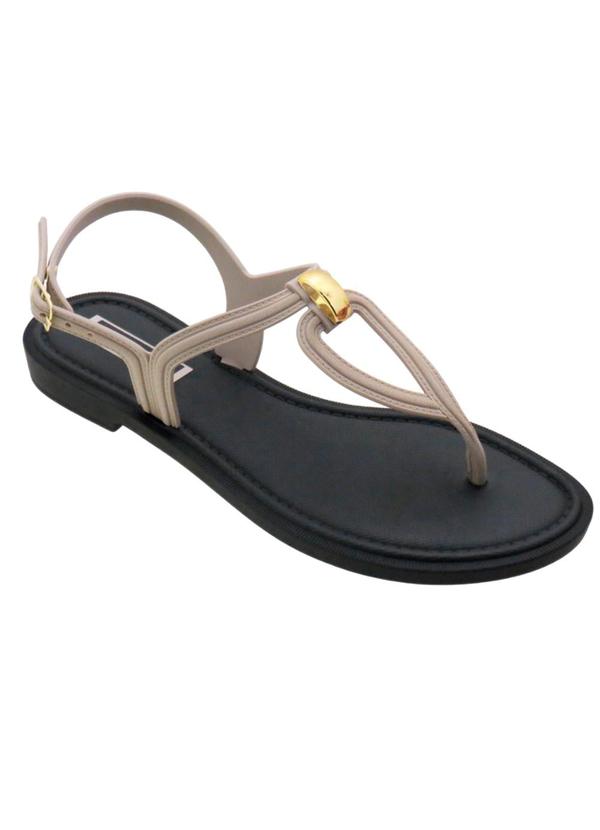 Rasteira (Palha) com Adere�o Dourado