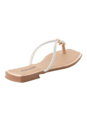 Perfecta - Rasteira Prata com Strass - PERFECTA