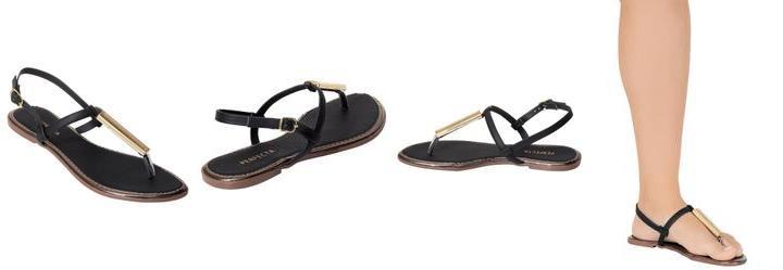 Rasteira Preta com Adero Dourado