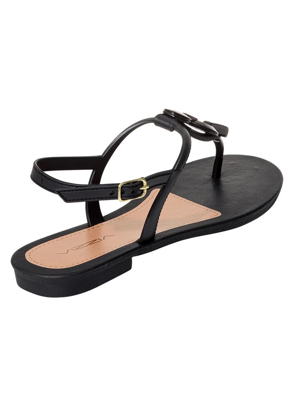 Perfecta - Rasteira Preta com Adereço no Cabedal 2