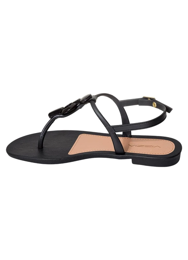 Perfecta - Rasteira Preta com Adereço no Cabedal 3