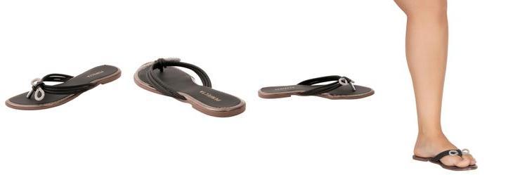 Rasteira Preta em Sinttico