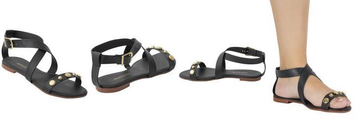 Rasteira Preta em Sinttico