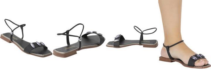 Rasteira Preta em Sinttico