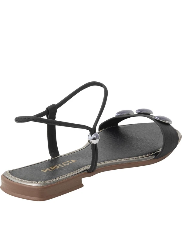 Perfecta - Rasteira Preta em Sintético 2